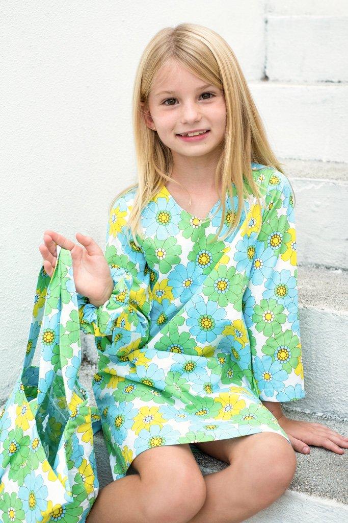 Stevie Dress in Blue Flower Power - Indigo Kids