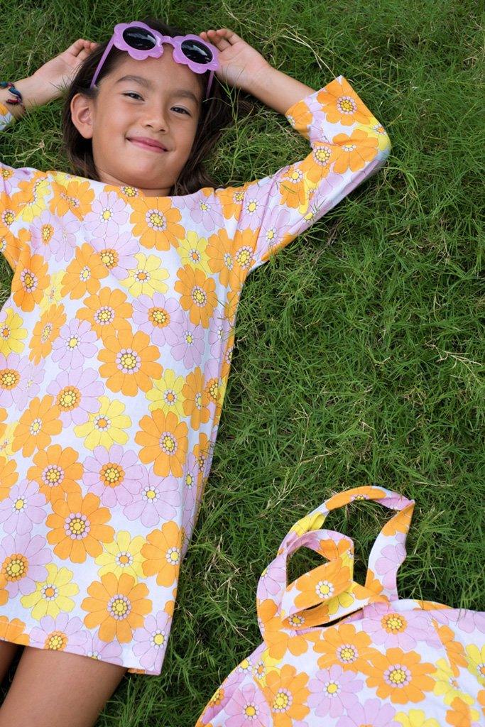 Stevie Dress in Pink Flower Power - Indigo Kids