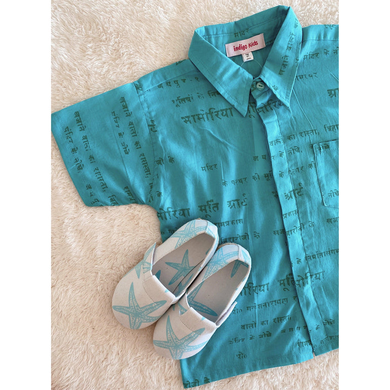 Travel Shirt in Aqua - Indigo Kids