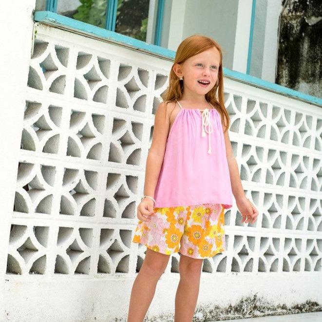 Zara Shorts in Pink Flower Power - Indigo Kids